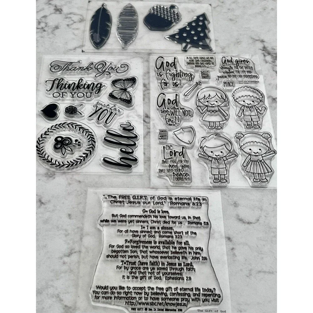 (Set Of 4) Christian Clear Stamp Bundle For Scrapbooking & Card Making
